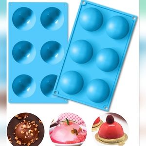 6 Holes Silicone Molds for Chocolate Cupcake Jelly Pudding Handmade 4pcs(2L,2M)